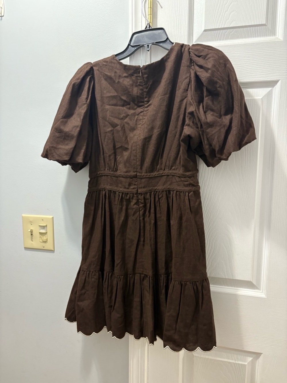 House Of Harlow Bow Scalloped Linen Blend Mini Dress Size 8 NWOT - Picture 2 of 3